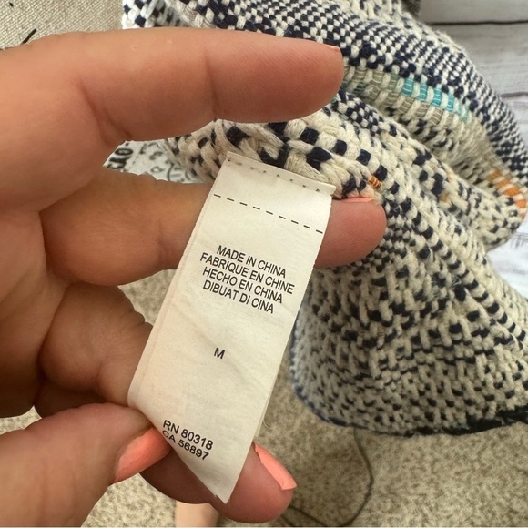 Lucky Brand Fringe Tribal‎ size medium open front popover cardigan - Picture 5 of 10